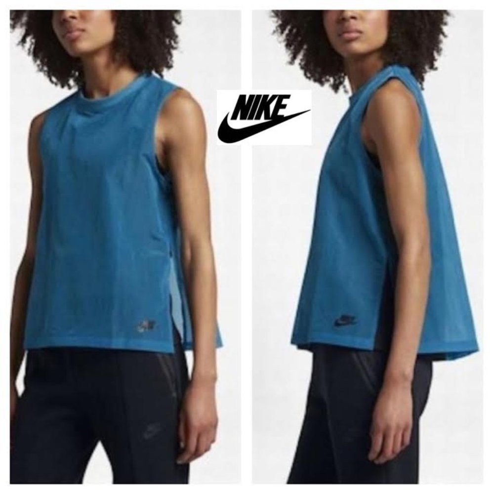 NWT $70 NIKE Women's XS Sportswear Tech Hyper-mesh Tank TOP in TEAL